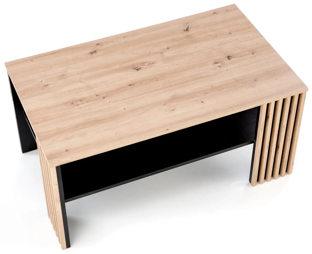 Ława z półką 110x65x52 cm dąb artisan/czarny FEMINA
