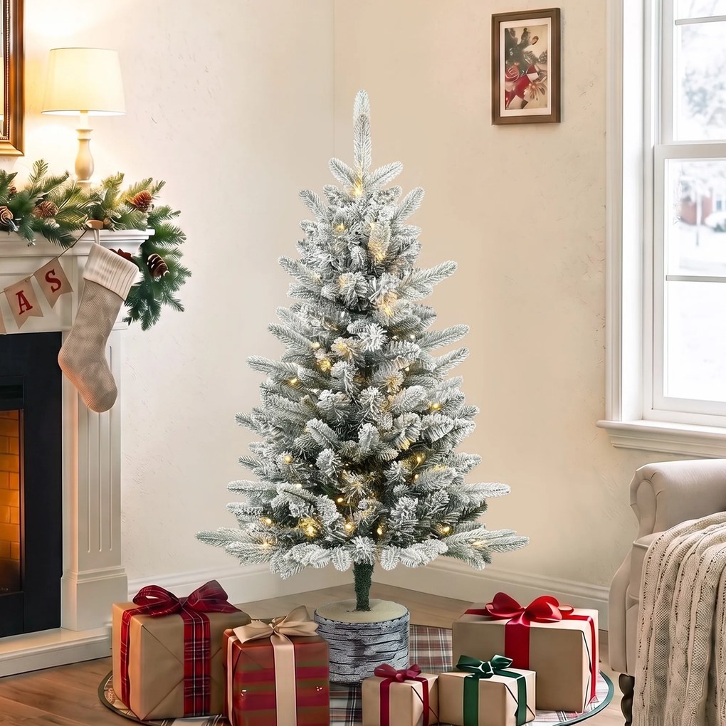 HOMCOM Sztuczna choinka, 90 cm, 50 LED, 240 końcówek, sztuczny śnieg, podstawa z tlenku magnezu | Aosom PL