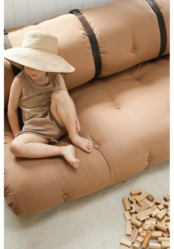Sofa rozkładana z brązowym obiciem Karup Design Buckle Up Mocca
