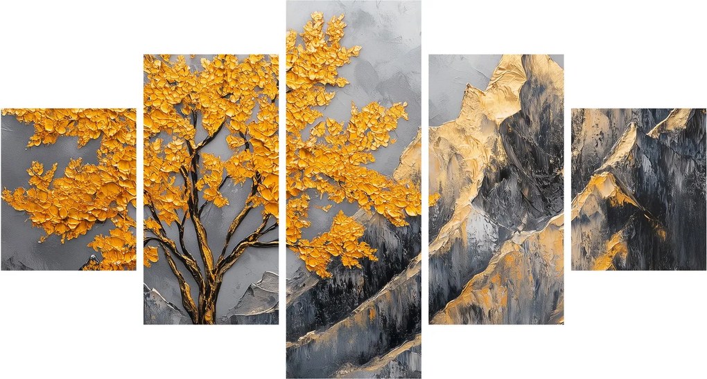 Obraz – Złote drzewo w górach (125x70 cm)