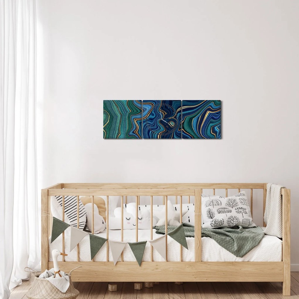 Obraz - Marmur agatowy (z zegarem) (90x30 cm)