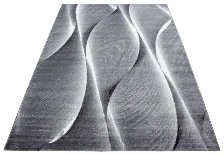 Dywan nowoczesny Parma wstęgi szaro-czarny 240 cm x 340 cm
