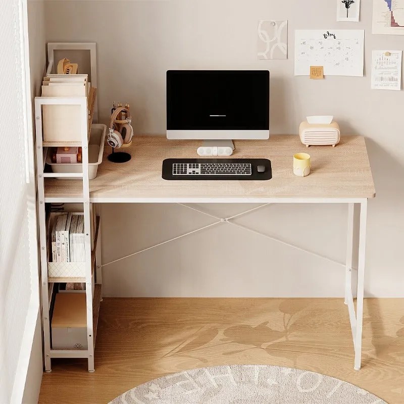 Biurko młodzieżowe z regałem komputerowe jasny brąz nowoczesne loft 120 cm