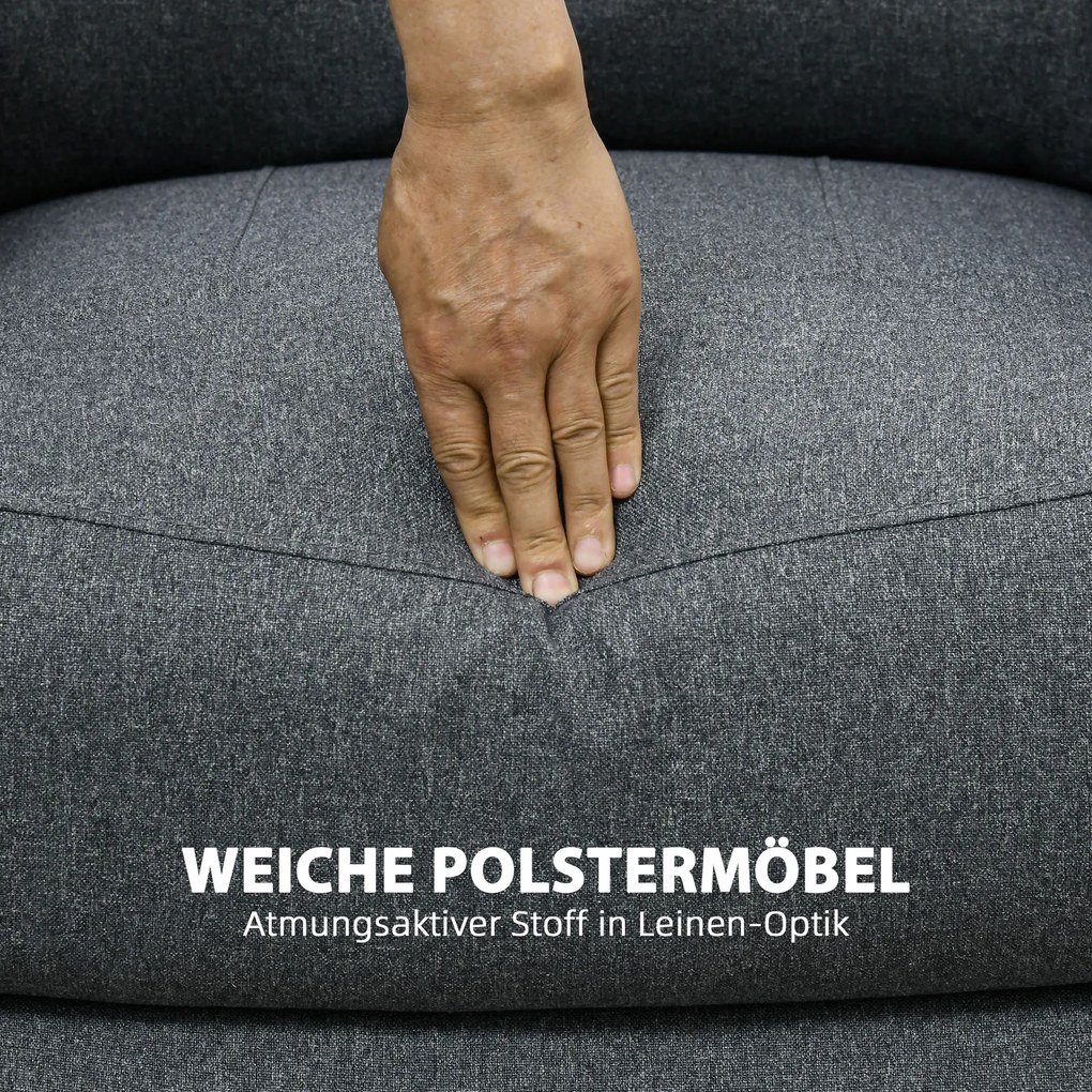 HOMCOM Fotel relaksacyjny z funkcją leżenia i podnóżkiem, regulowany, do 150 kg, rama stalowa, 90 x 96 x 98 cm, Szary