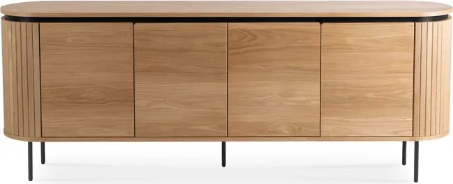 Komoda do Salonu BECK 200 cm Dąb Czterodrzwiowa Ryflowana Nowoczesna