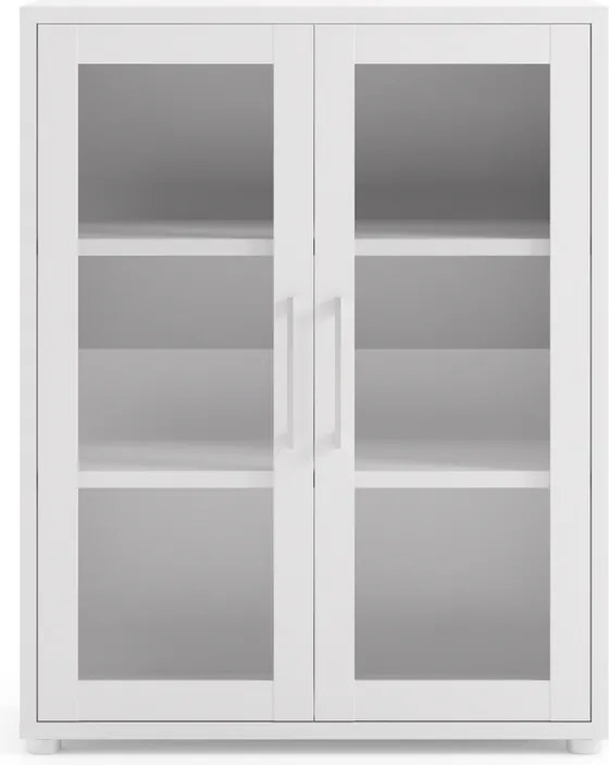 Regał biurowy ze szklanymi drzwiami Prima biały