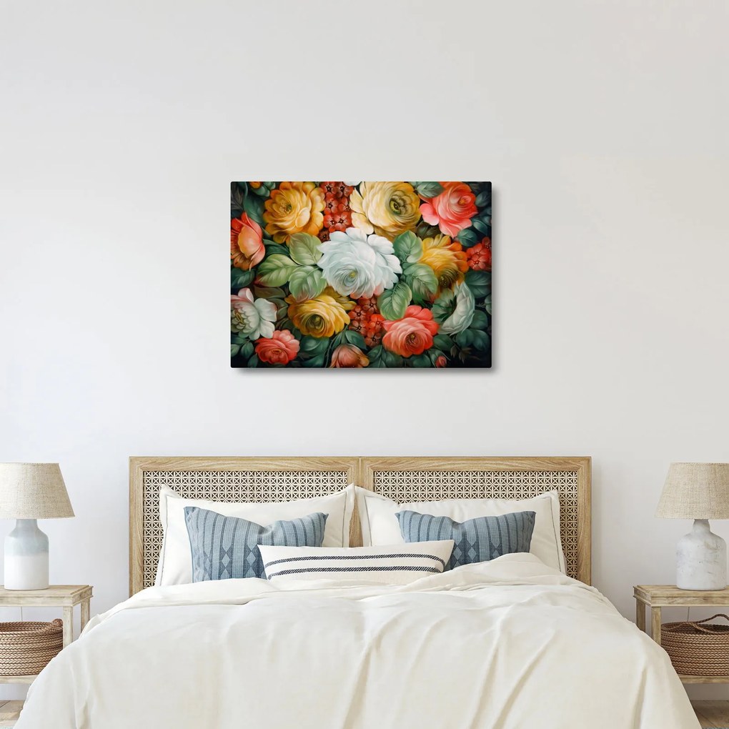 Obraz namalowanego bukietu kwiatów (70x50 cm)