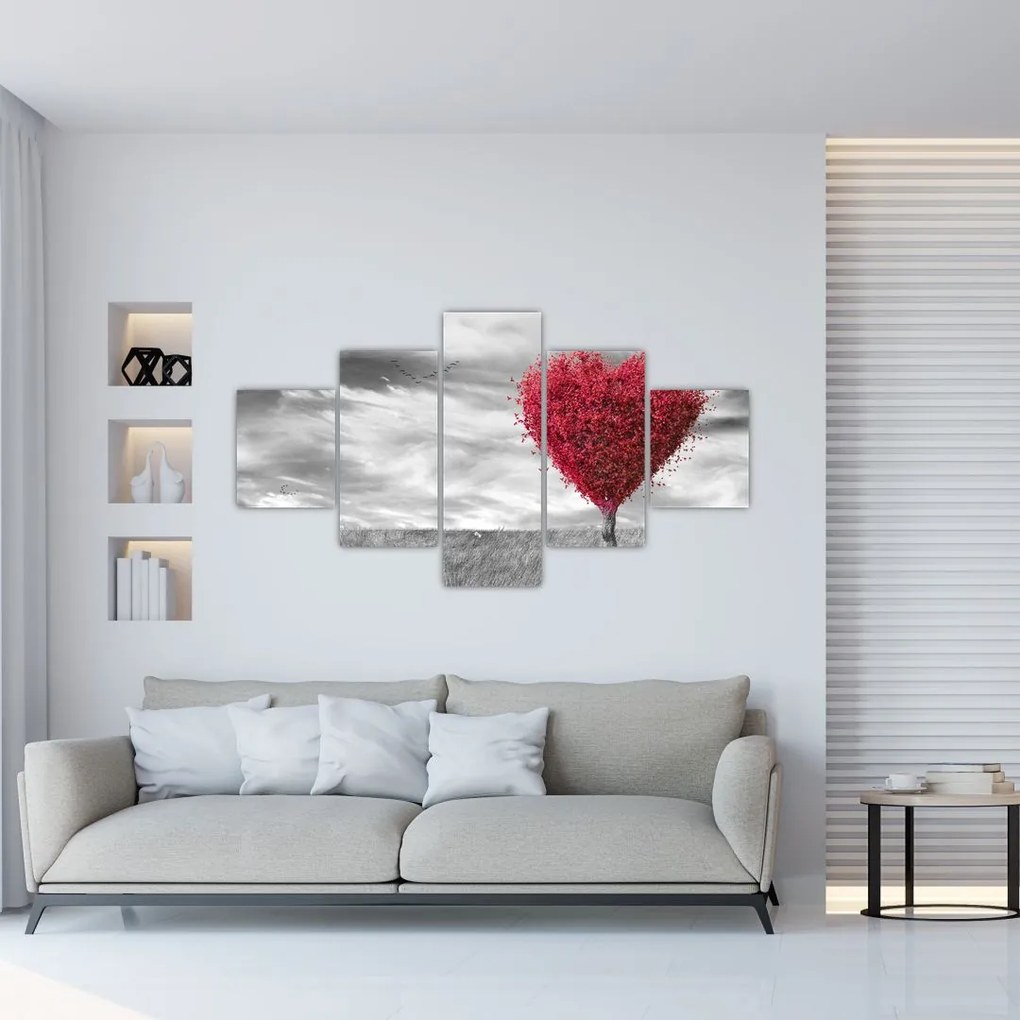 Obraz - serce z koroną drzewa (125x70 cm)