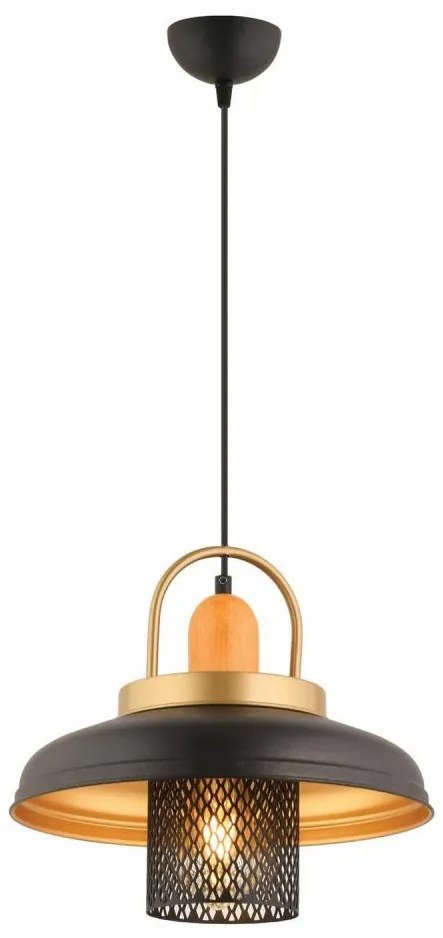 Lampa wisząca MONZA na lince 1xE27/40W/230V, śr. 32 cm, czarna/złota