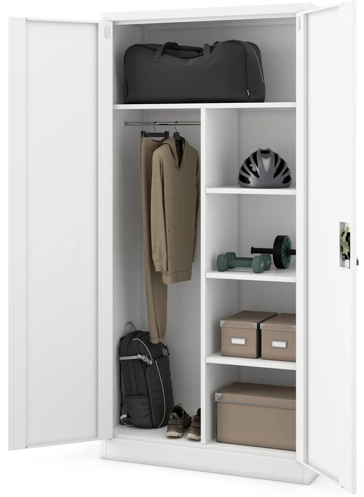 Szafa gospodarcza zamykana DAWID 900 x 1850 x 450 mm, biała