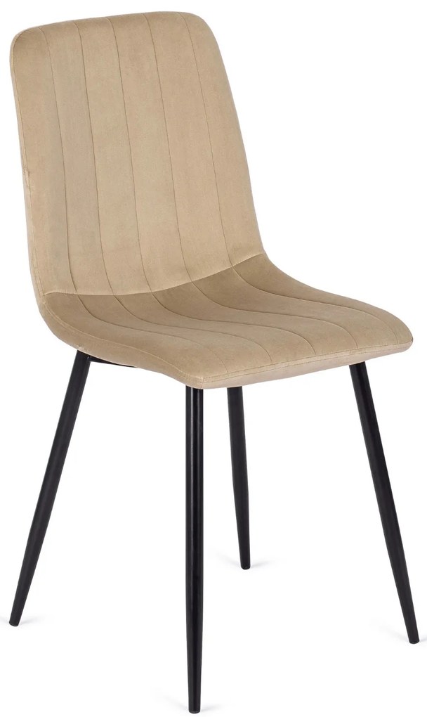 Zestaw Stół Okrągły TEO 100 cm Dąb Złoty/Czarny i 4 Krzesła Tapicerowane IBIS Beżowe Welurowe Nowoczesne Loft