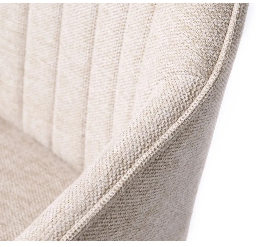 Beżowy tapicerowany fotel jadalniany z podłokietnikami Nolan – Unique Furniture