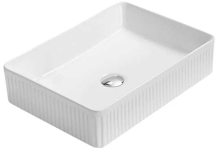 Mexen Grovo umywalka nablatowa ryflowana 50 x 34 cm, biała - 22305000