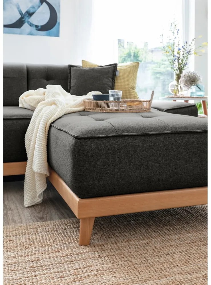 Ciemnoszara rozkładana sofa w kształcie litery "U" Miuform Dazzling Daisy, lewostronna