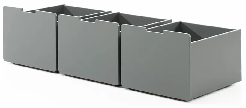 Szare szuflady pod łóżko dziecięce 3 szt. Pino – Vipack