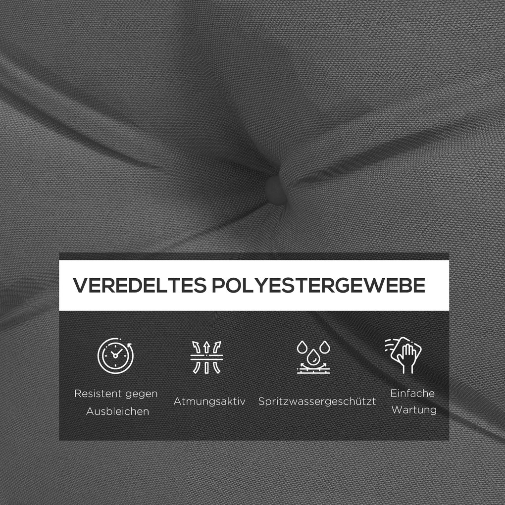 Outsunny Poduszka do Siedzenia Poduszki do Siedziska, Z Poduszki z Guzikami, 120 x 80 x 12 cm, Szary