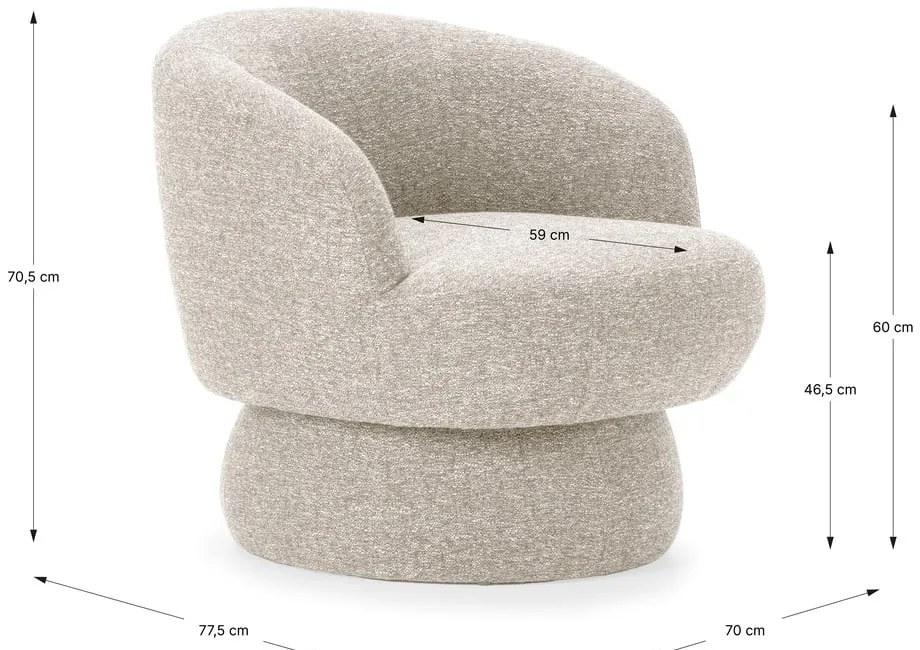 Beżowy obrotowy fotel Dali – MOME