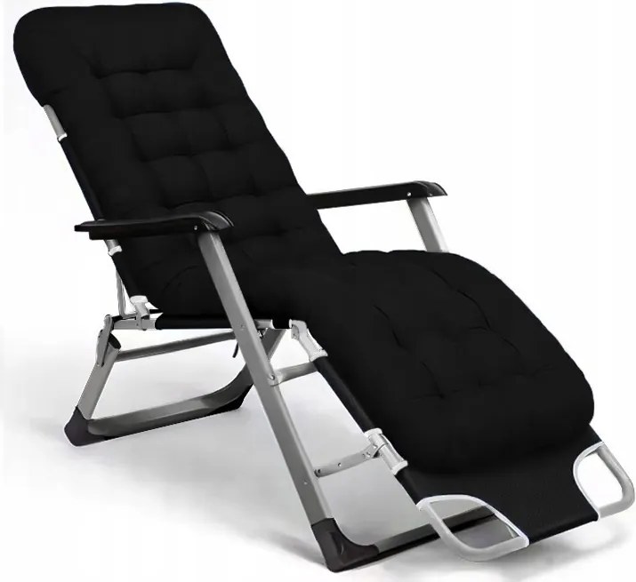 Leżak ogrodowy rozkładany Tossa DC01-GR-BK, poduszka czarna, stelaż szary