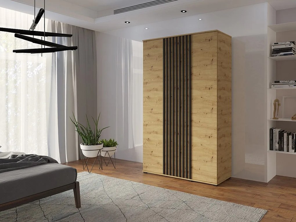 Szafa Otwierana Dwudrzwiowa Z LAMELAMI 120cm x 200cm ARTISAN| Półki + Wieszak