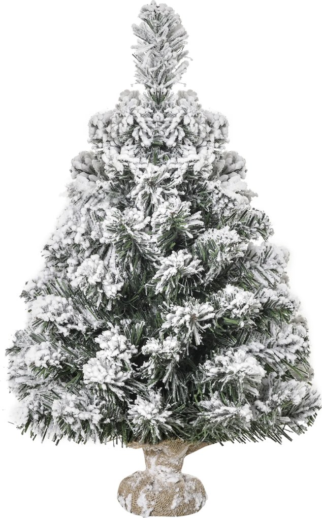 HOMCOM Mini sztuczna choinka 60 cm z efektem śniegu, 67 gałązek — idealna na stół i do biura | Aosom PL