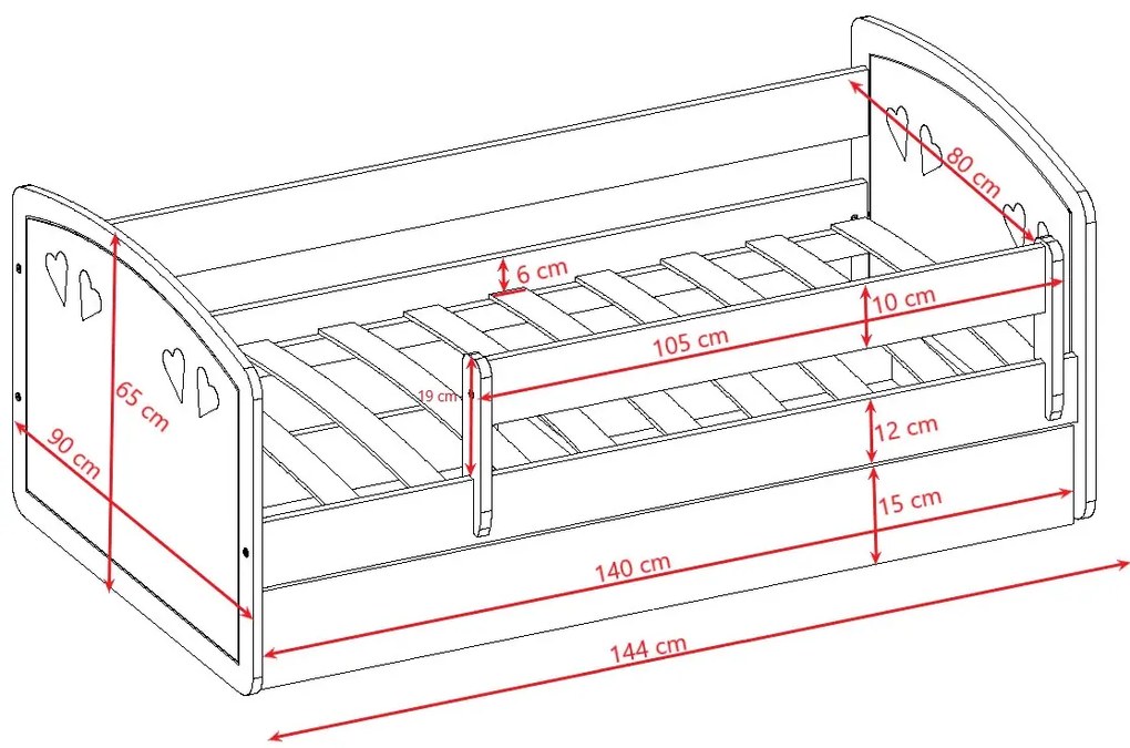 Łóżko dla dziewczynki z materacem 80x140 A1-W90