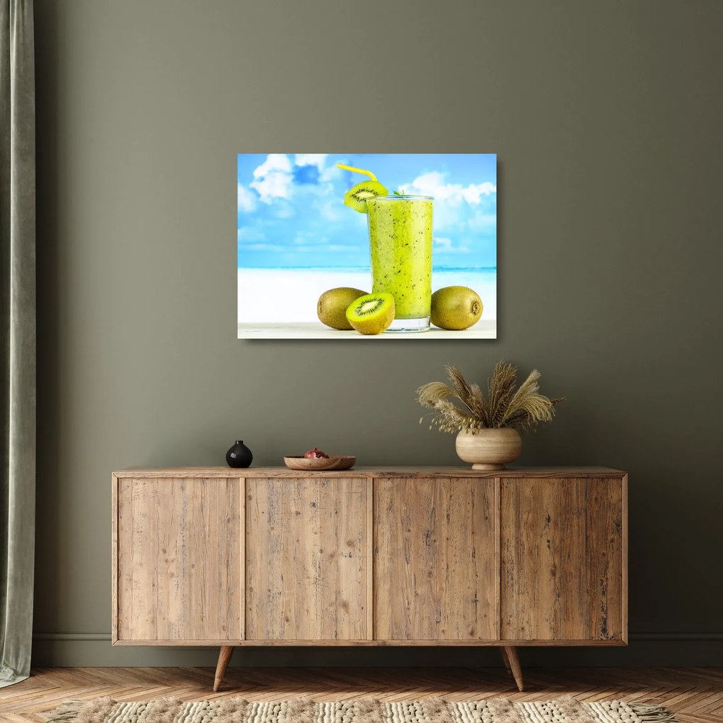Obraz na szkle - smoothie z kiwi (70x50 cm)
