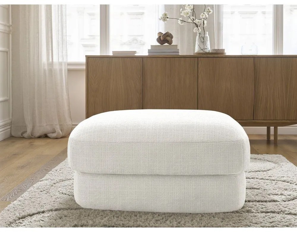 Biały podnóżek z tkaniny szenilowej Leonore – Bobochic Paris