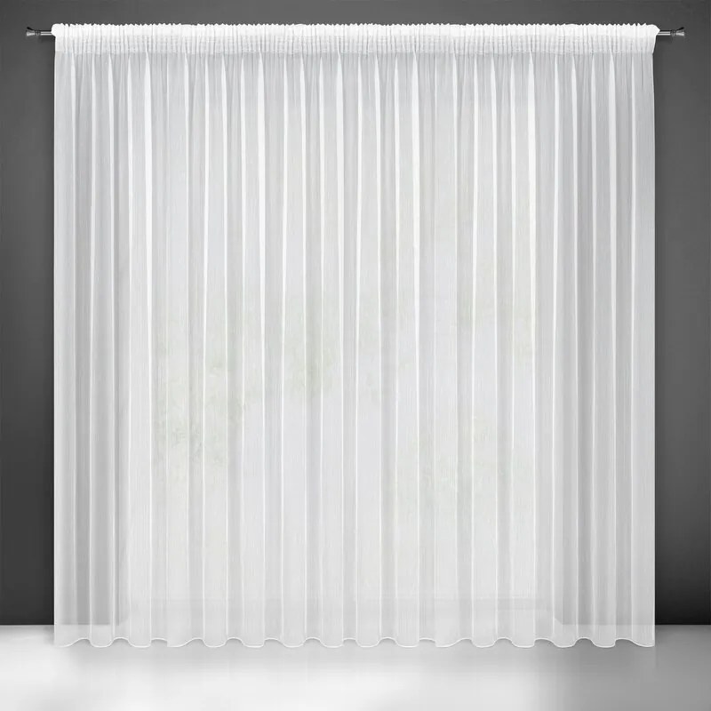 Firana biała gotowa na taśmie delikatne prążki deszczyk 350x270 cm