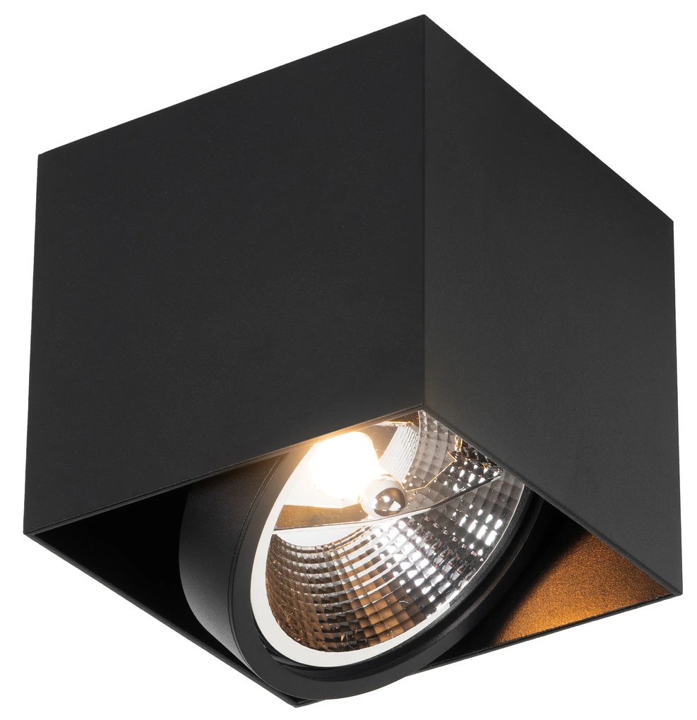 Designerski reflektor czarny kwadratowy AR111 - BoxDesignerski Oswietlenie wewnetrzne