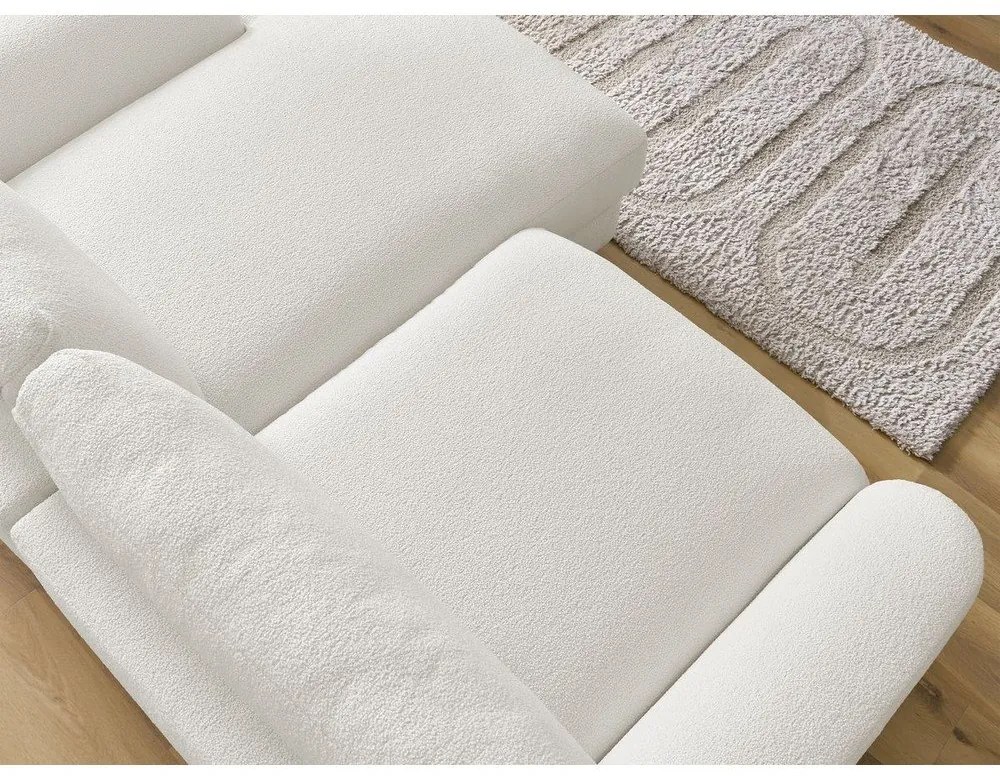 Biały narożnik z materiału bouclé (prawostronny/z szezlongiem) Leonore – Bobochic Paris