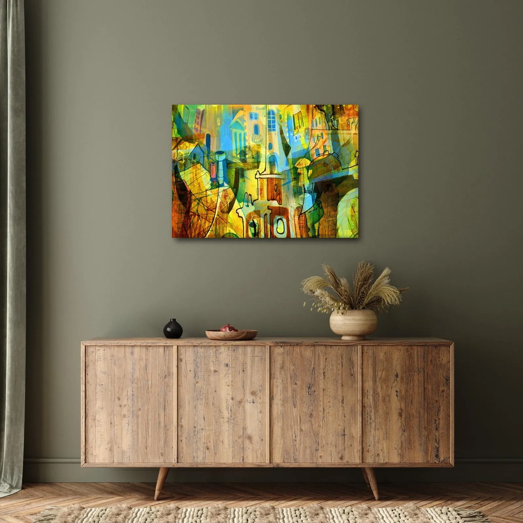 Obraz - Architektura, abstrakcja kubistyczna (70x50 cm)
