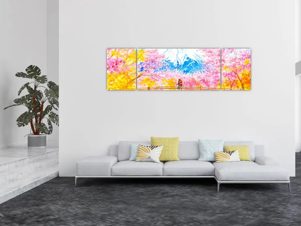 Obraz - Malowana para, akwarela (170x50 cm)