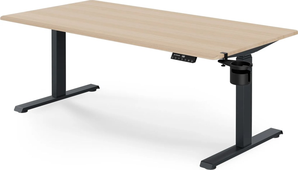 Biurko elektryczne z regulacją wysokości ergonomiczne antracytowe/dąb sonoma,1600x800 mm: ARIA