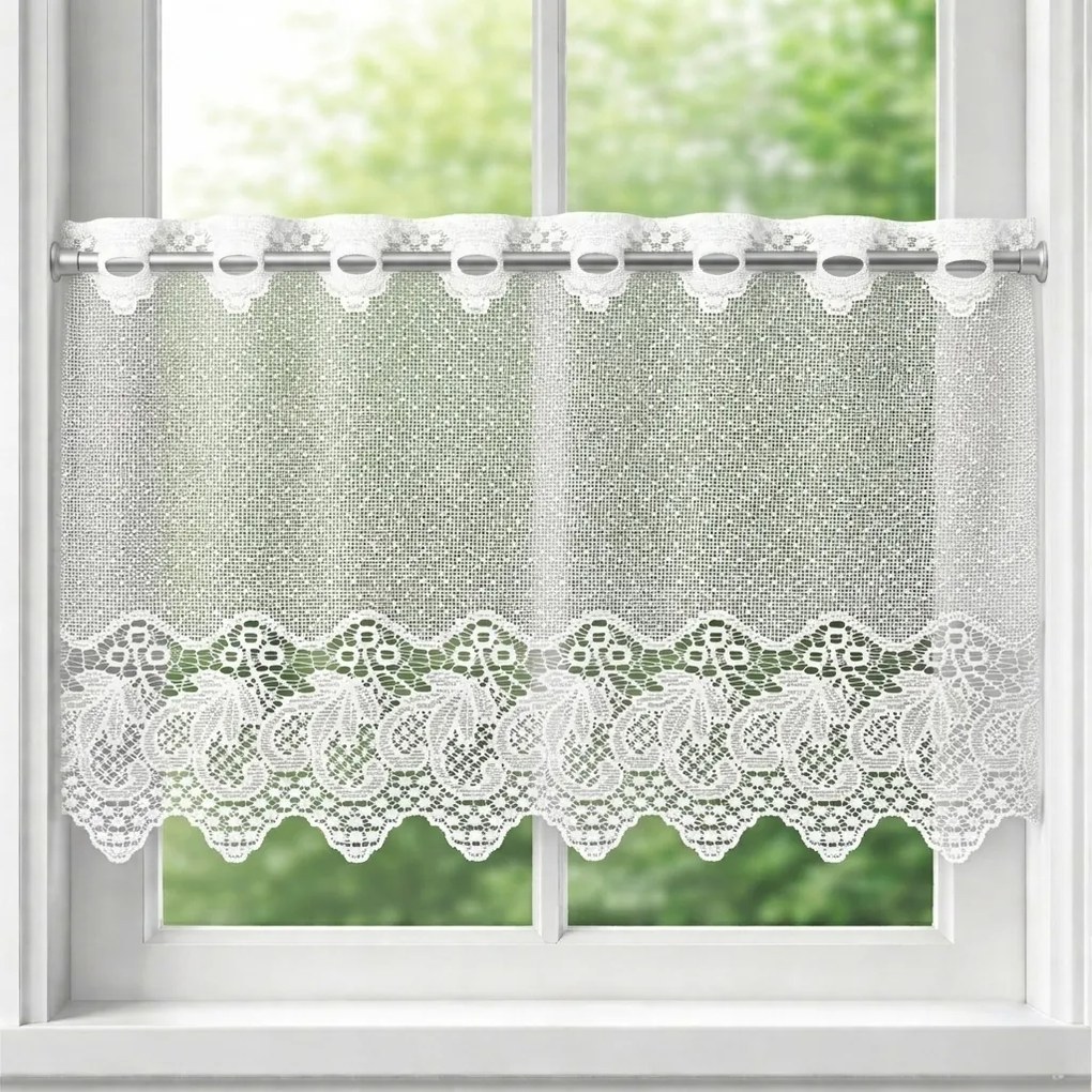 Zazdrostka żakardowa Winogron na metry biała - wys. 50 cm