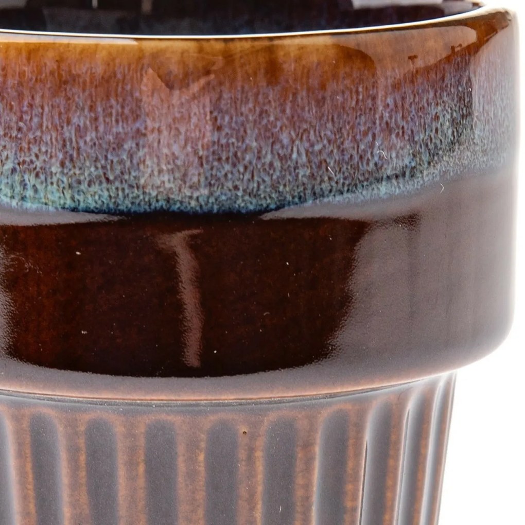 Zestaw 4 kubków ceramicznych Rustik 100 ml, ciemnobrązowy