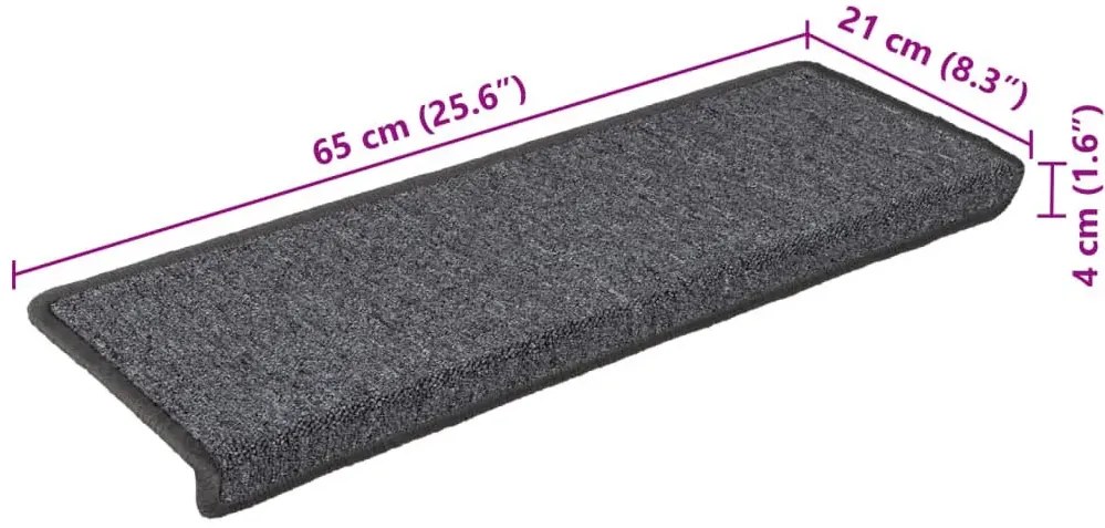 Zestaw dywaników na schody 15 sztuk szary + czarny M9-D57