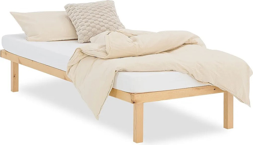 Drewniane łóżko 90x200 cm naturalne