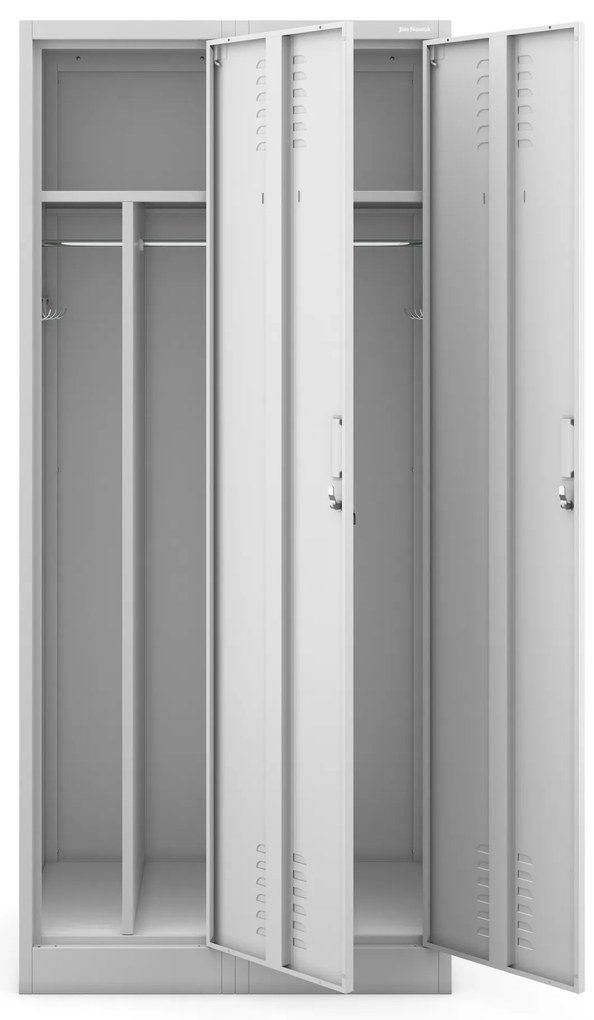 Szafka ubraniowa BHP szara: czterokomorowa KACPER, 800 x 1800 x 500 mm