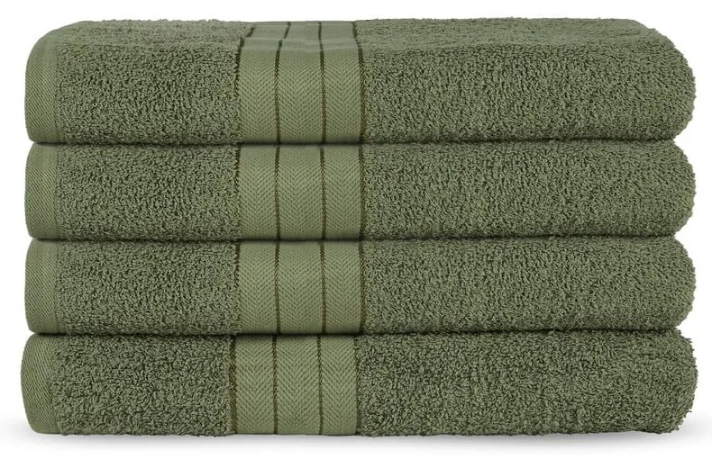 Ciemnozielone bawełniane ręczniki zestaw 4 szt. frotte 50x100 cm – Good Morning