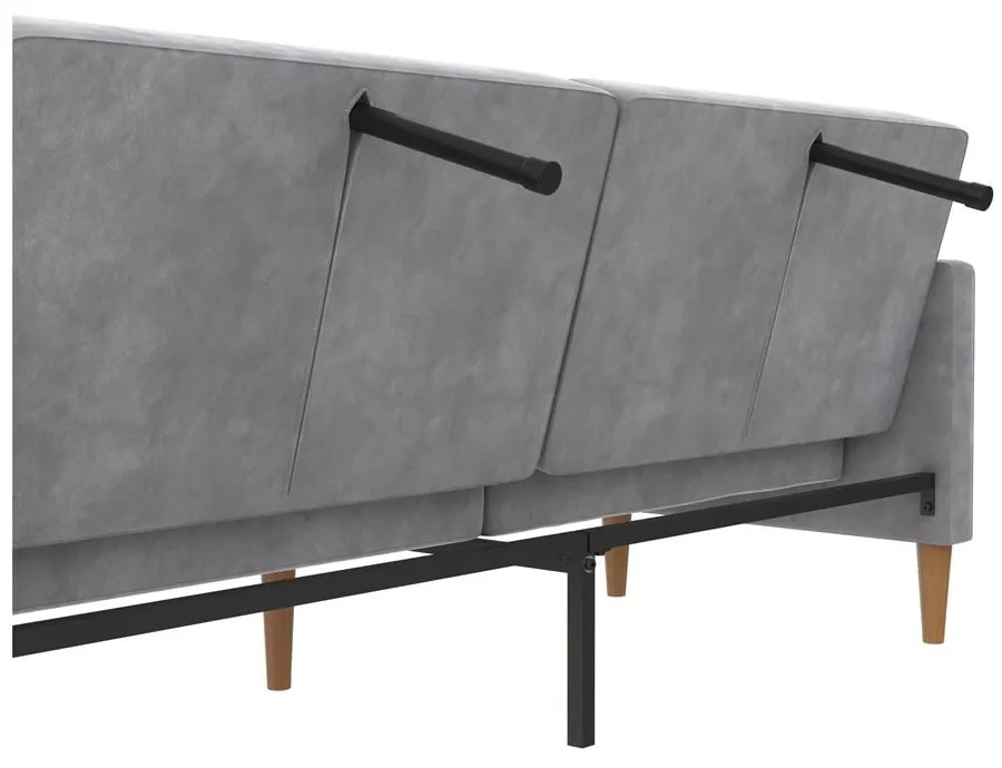 Jasnoszara aksamitna rozkładana sofa 207 cm Lilly – Støraa