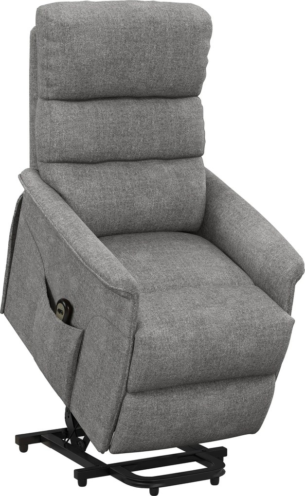 HOMCOM Fotel relaksacyjny z funkcją wstawania regulowane oparcie i podnóżek do 120 kg szary 66x90x96 cm | Aosom PL