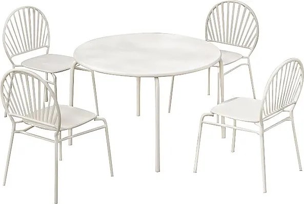 Zestaw mebli jadalnianych ogrodowych z metalu: stół o śr. 110 cm i 4 krzesła - Beżowy - CEDEIRA marki MYLIA