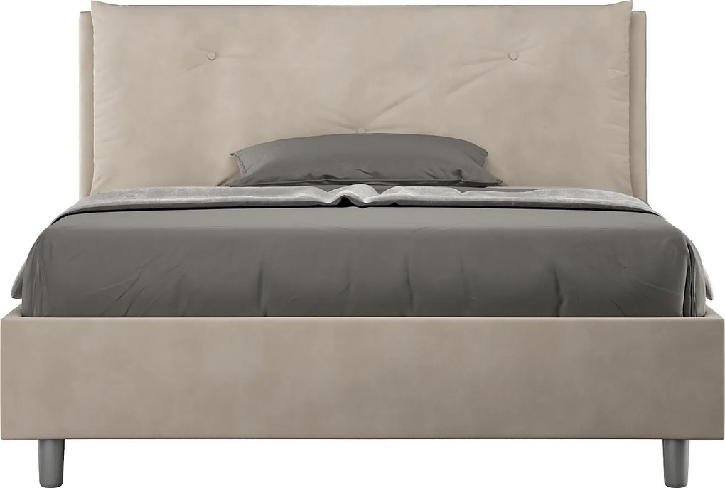 Łóżko bez stelaża tapicerowane 140x190 microfibra piaskowy Appia Large