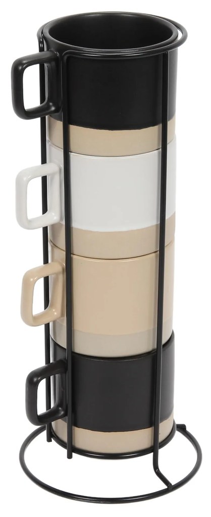 Zestaw 4 filiżanek na stojaku LUCA, 4 x 240 ml