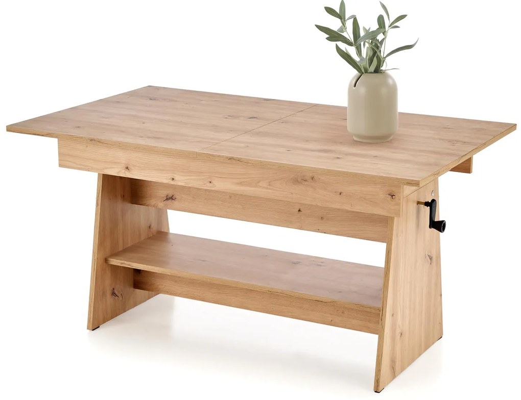 Rozkładany ławo-stół, podnoszony blat, dąb artisan 120-160/70/61-72 ERIKA