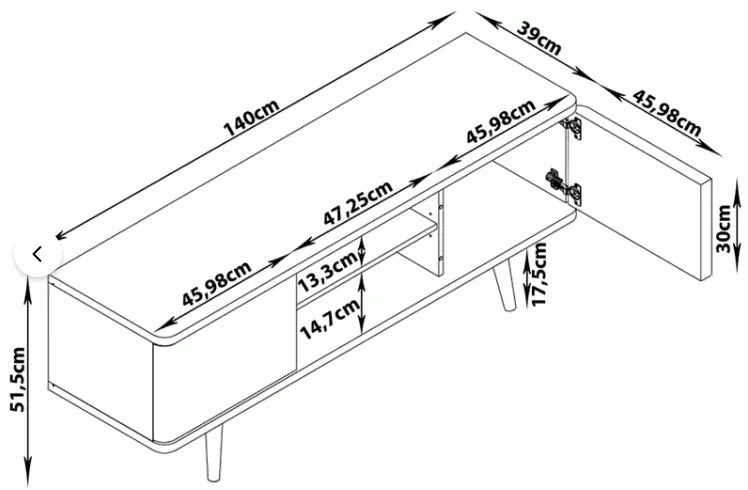 Biała szafka pod TV w dekorze dębu 140x52 cm Alana – Støraa