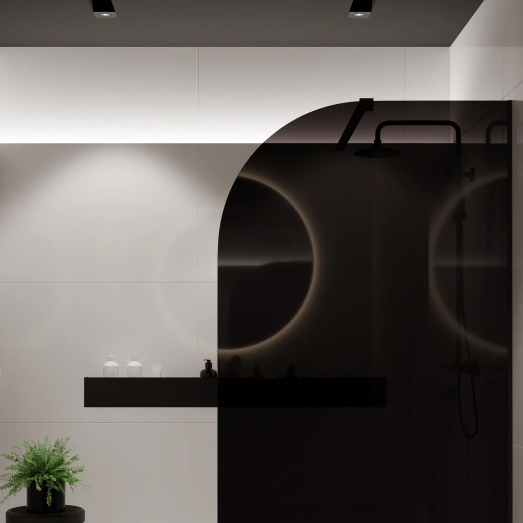 Ścianka prysznicowa WALK IN FIX czarna półokrągła 8 mm MOLIS Black Moon MASSI | różne rozmiary : Kolor profili kabiny - złoty szczotkowany, Szerokość ścianki - 110 cm , Typ montażu - WALK in FIX (Do ściany)