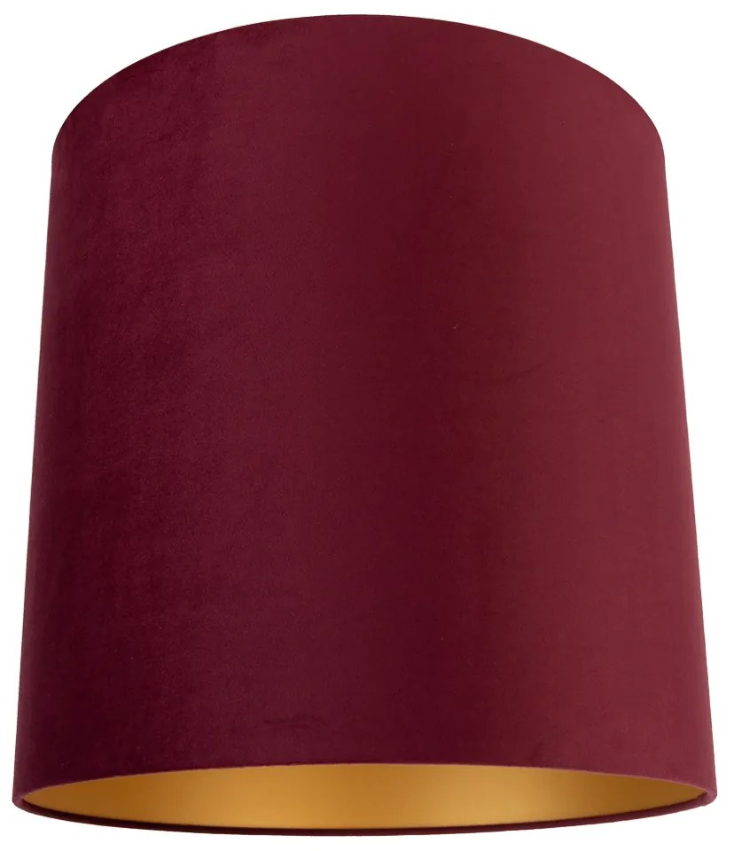 Aksamitny abażur czerwony 40/40/40 ze złotym wnętrzem
