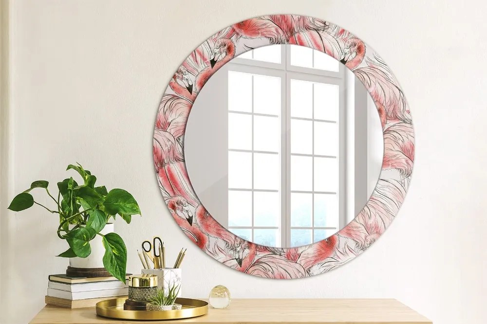 Lustro dekoracyjne okrągłe Wzór flaminga