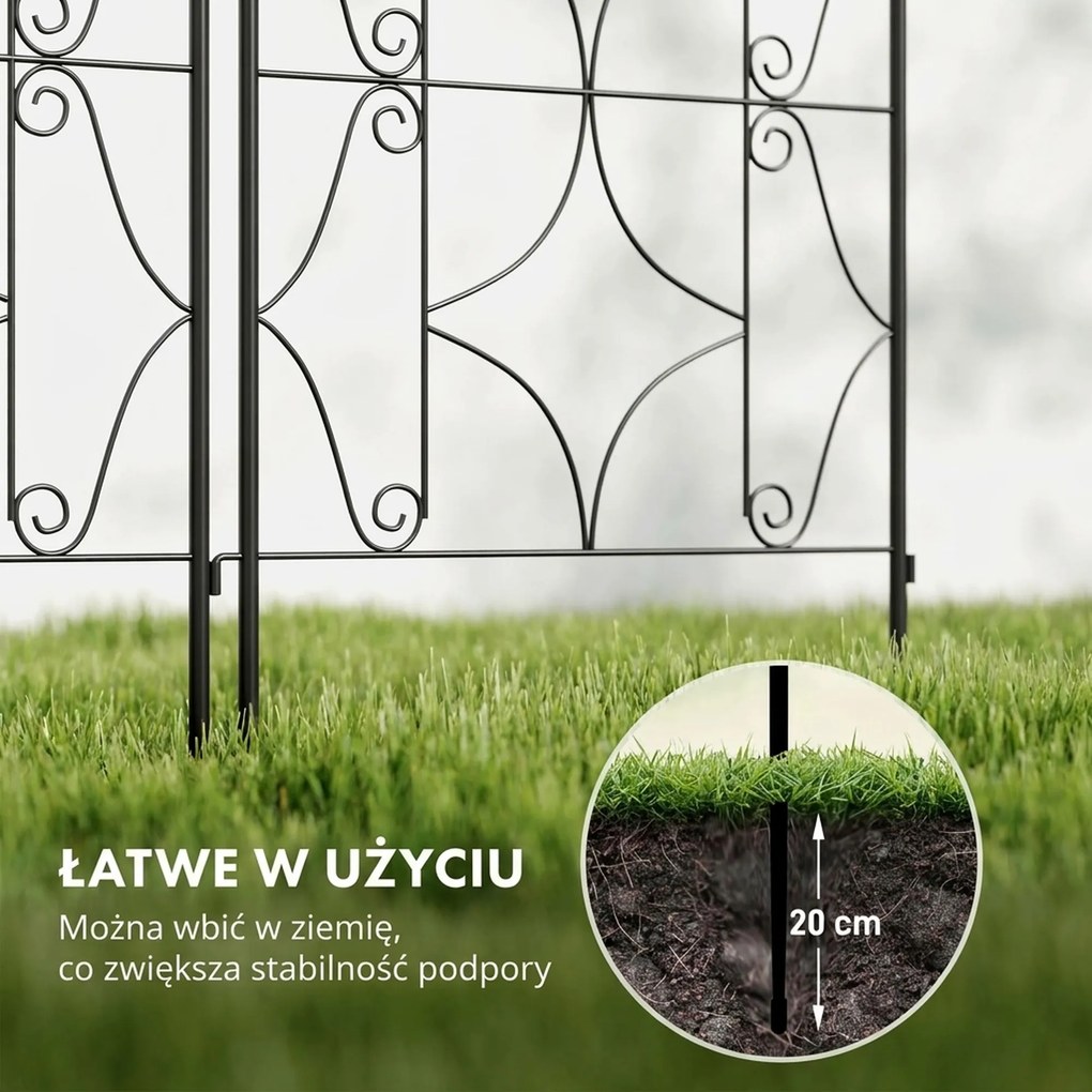 Outsunny Pergola Metalowa 2 szt. Wkopywana, Antykorozyjne Wsparcie dla Roślin Pnących 50x150 cm, Czarna